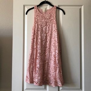 Blush lace mini dress